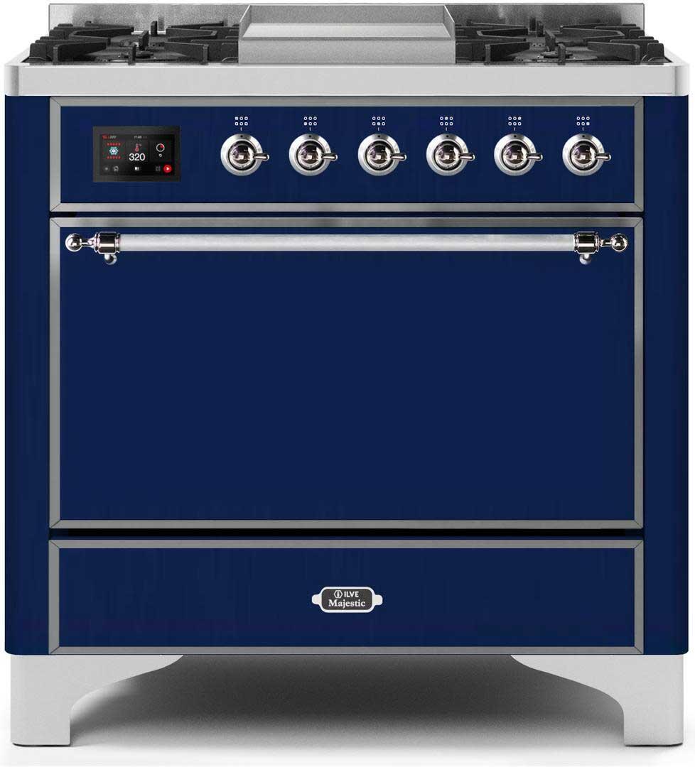 ILVE - 36" Magestic II Series Freestanding Dual Fuel Range - Griddle, Solid Door(s) - Warming Drawer - Liquid Propane ILVE - 36" Magestic II Series Freestanding Dual Fuel Range - Griddle, Solid Door(s) - Warming Drawer - Liquid Propane