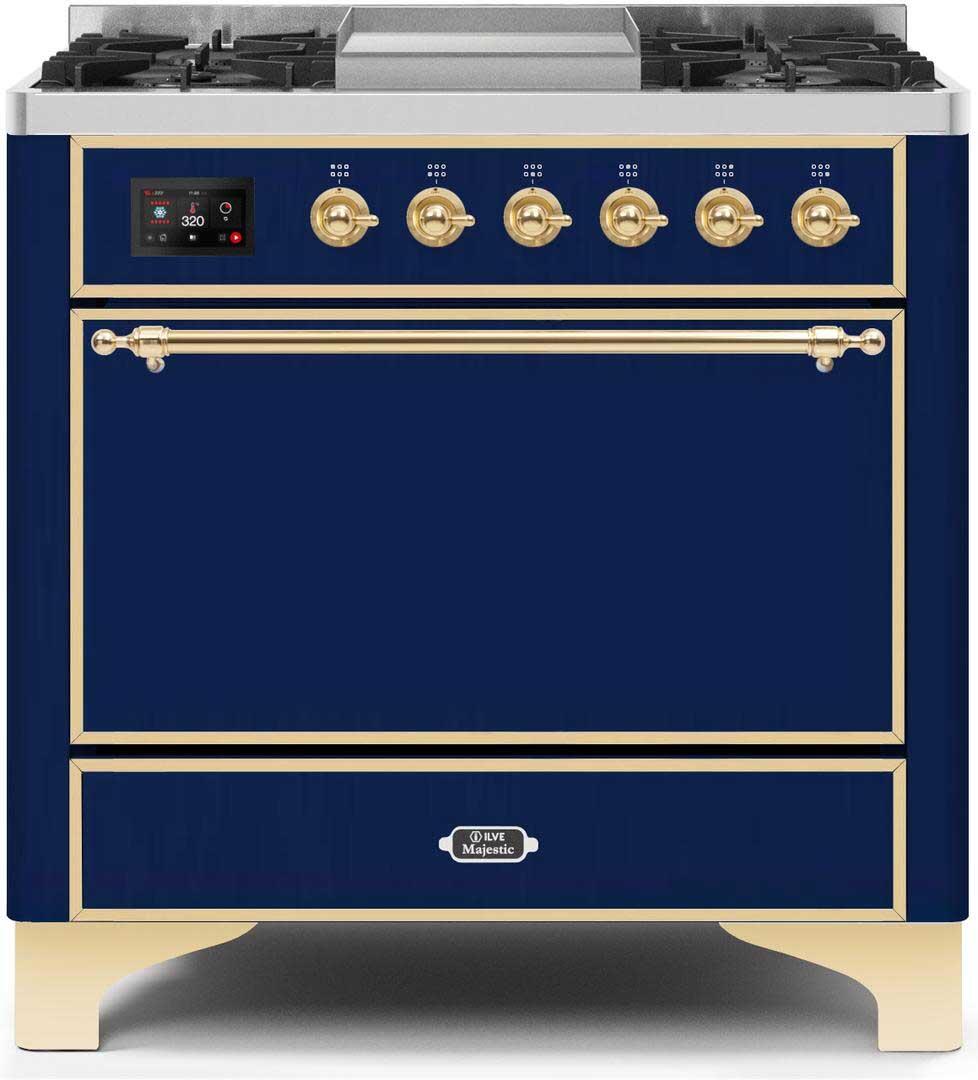 ILVE - 36" Magestic II Series Freestanding Dual Fuel Range - Griddle, Solid Door(s) - Warming Drawer - Liquid Propane ILVE - 36" Magestic II Series Freestanding Dual Fuel Range - Griddle, Solid Door(s) - Warming Drawer - Liquid Propane