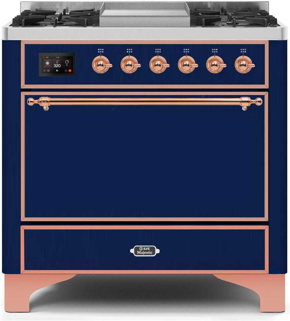 ILVE - 36" Magestic II Series Freestanding Dual Fuel Range - Griddle, Solid Door(s) - Warming Drawer - Liquid Propane ILVE - 36" Magestic II Series Freestanding Dual Fuel Range - Griddle, Solid Door(s) - Warming Drawer - Liquid Propane