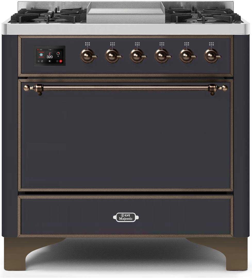ILVE - 36" Magestic II Series Freestanding Dual Fuel Range - Griddle, Solid Door(s) - Warming Drawer - Liquid Propane ILVE - 36" Magestic II Series Freestanding Dual Fuel Range - Griddle, Solid Door(s) - Warming Drawer - Liquid Propane