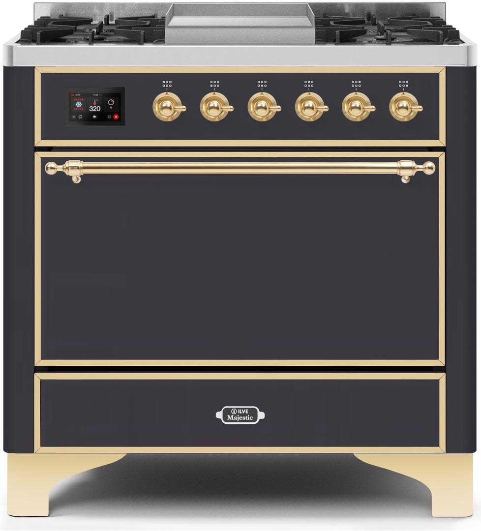 ILVE - 36" Magestic II Series Freestanding Dual Fuel Range - Griddle, Solid Door(s) - Warming Drawer - Liquid Propane ILVE - 36" Magestic II Series Freestanding Dual Fuel Range - Griddle, Solid Door(s) - Warming Drawer - Liquid Propane
