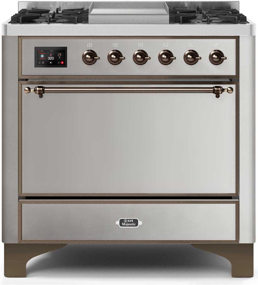 ILVE - 36" Magestic II Series Freestanding Dual Fuel Range - Griddle, Solid Door(s) - Warming Drawer - Liquid Propane ILVE - 36" Magestic II Series Freestanding Dual Fuel Range - Griddle, Solid Door(s) - Warming Drawer - Liquid Propane