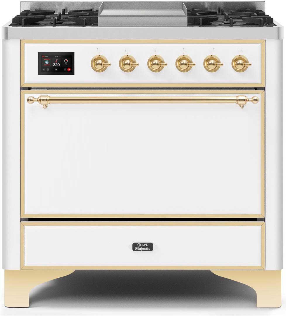 ILVE - 36" Magestic II Series Freestanding Dual Fuel Range - Griddle, Solid Door(s) - Warming Drawer - Liquid Propane ILVE - 36" Magestic II Series Freestanding Dual Fuel Range - Griddle, Solid Door(s) - Warming Drawer - Liquid Propane