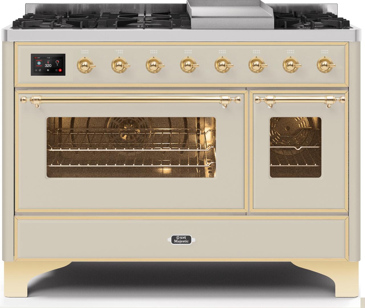 ILVE - 48" Magestic II Series Freestanding Dual Fuel Range - Griddle, Glass Door(s) - Warming Drawer - Liquid Propane ILVE - 48" Magestic II Series Freestanding Dual Fuel Range - Griddle, Glass Door(s) - Warming Drawer - Liquid Propane