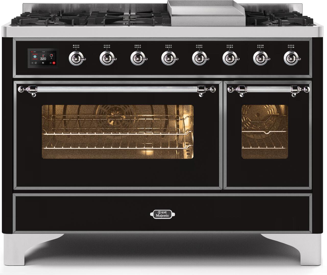 ILVE - 48" Magestic II Series Freestanding Dual Fuel Range - Griddle, Glass Door(s) - Warming Drawer - Liquid Propane ILVE - 48" Magestic II Series Freestanding Dual Fuel Range - Griddle, Glass Door(s) - Warming Drawer - Liquid Propane