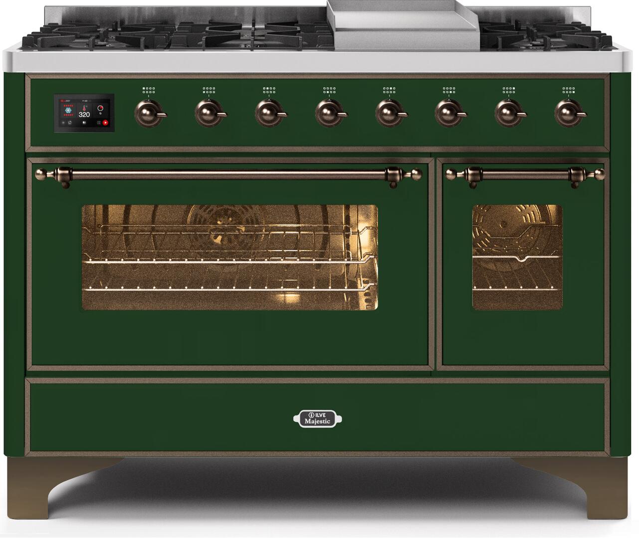 ILVE - 48" Magestic II Series Freestanding Dual Fuel Range - Griddle, Glass Door(s) - Warming Drawer - Liquid Propane ILVE - 48" Magestic II Series Freestanding Dual Fuel Range - Griddle, Glass Door(s) - Warming Drawer - Liquid Propane