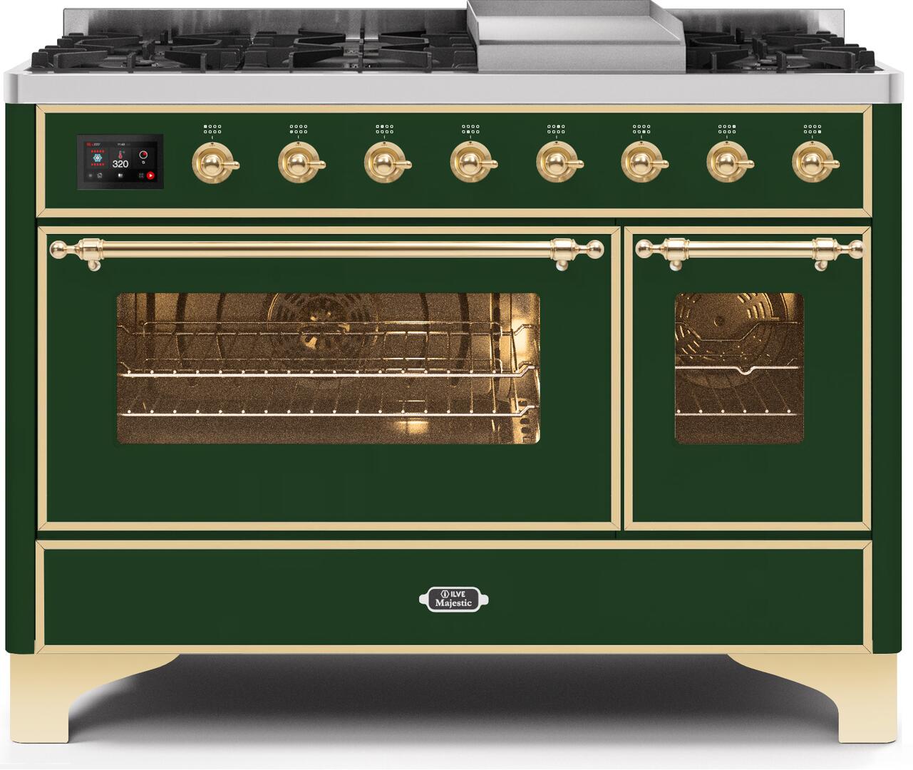 ILVE - 48" Magestic II Series Freestanding Dual Fuel Range - Griddle, Glass Door(s) - Warming Drawer - Liquid Propane ILVE - 48" Magestic II Series Freestanding Dual Fuel Range - Griddle, Glass Door(s) - Warming Drawer - Liquid Propane