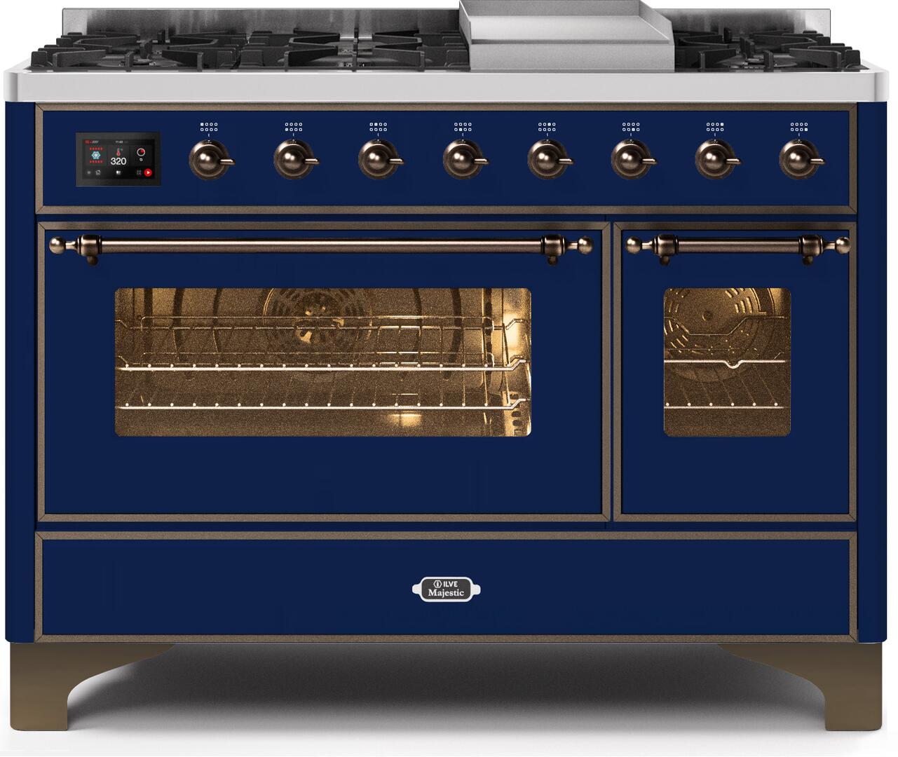 ILVE - 48" Magestic II Series Freestanding Dual Fuel Range - Griddle, Glass Door(s) - Warming Drawer - Liquid Propane ILVE - 48" Magestic II Series Freestanding Dual Fuel Range - Griddle, Glass Door(s) - Warming Drawer - Liquid Propane