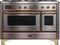 ILVE - 48" Magestic II Series Freestanding Dual Fuel Range - Griddle, Glass Door(s) - Warming Drawer - Liquid Propane