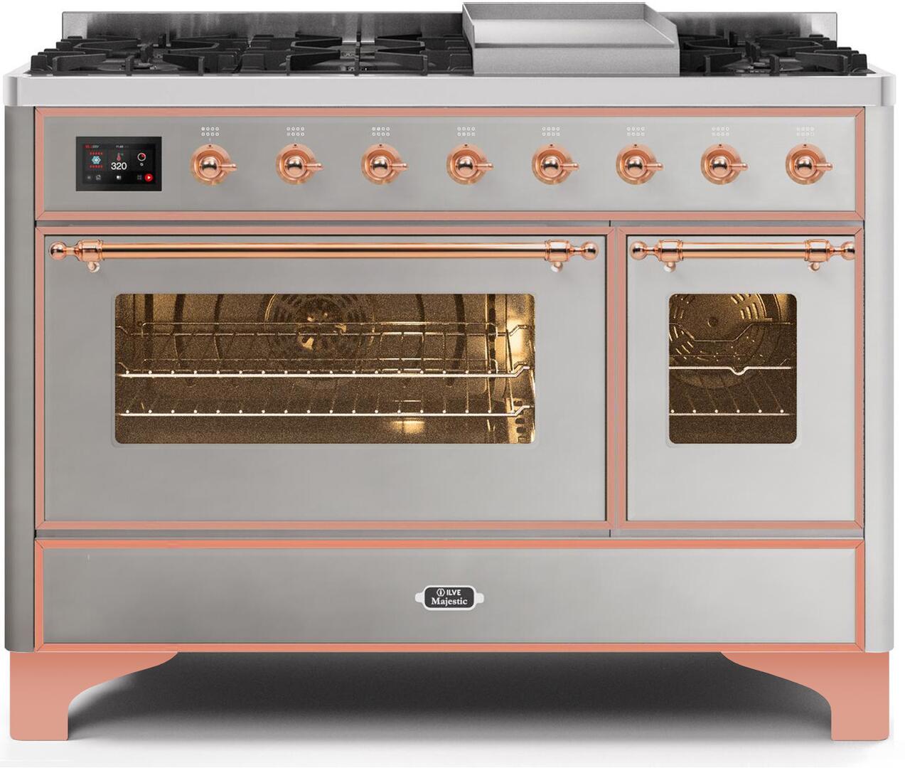 ILVE - 48" Magestic II Series Freestanding Dual Fuel Range - Griddle, Glass Door(s) - Warming Drawer - Liquid Propane ILVE - 48" Magestic II Series Freestanding Dual Fuel Range - Griddle, Glass Door(s) - Warming Drawer - Liquid Propane