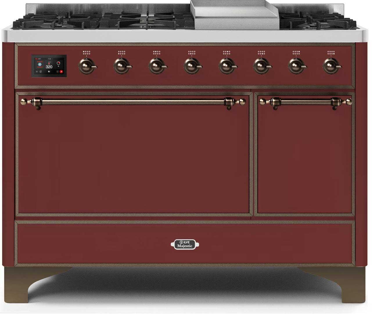 ILVE - 48" Magestic II Series Freestanding Dual Fuel Range - Griddle, Solid Door(s) - Warming Drawer - Liquid Propane ILVE - 48" Magestic II Series Freestanding Dual Fuel Range - Griddle, Solid Door(s) - Warming Drawer - Liquid Propane