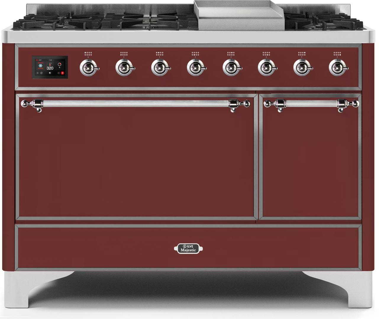 ILVE - 48" Magestic II Series Freestanding Dual Fuel Range - Griddle, Solid Door(s) - Warming Drawer - Liquid Propane ILVE - 48" Magestic II Series Freestanding Dual Fuel Range - Griddle, Solid Door(s) - Warming Drawer - Liquid Propane