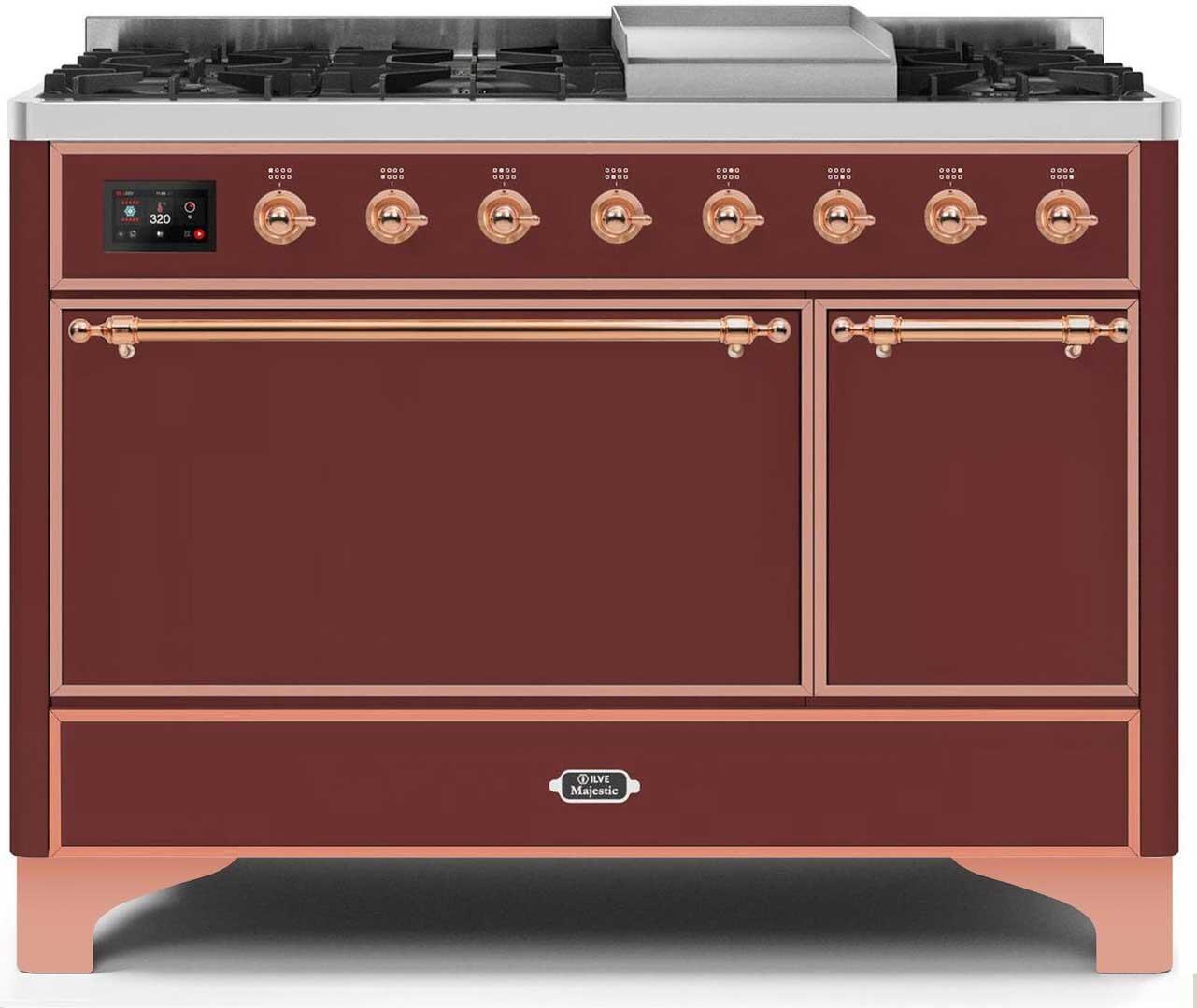 ILVE - 48" Magestic II Series Freestanding Dual Fuel Range - Griddle, Solid Door(s) - Warming Drawer - Liquid Propane ILVE - 48" Magestic II Series Freestanding Dual Fuel Range - Griddle, Solid Door(s) - Warming Drawer - Liquid Propane