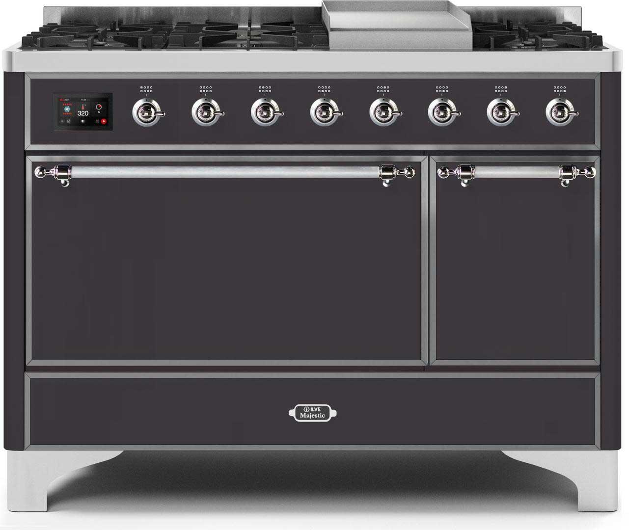 ILVE - 48" Magestic II Series Freestanding Dual Fuel Range - Griddle, Solid Door(s) - Warming Drawer - Liquid Propane ILVE - 48" Magestic II Series Freestanding Dual Fuel Range - Griddle, Solid Door(s) - Warming Drawer - Liquid Propane