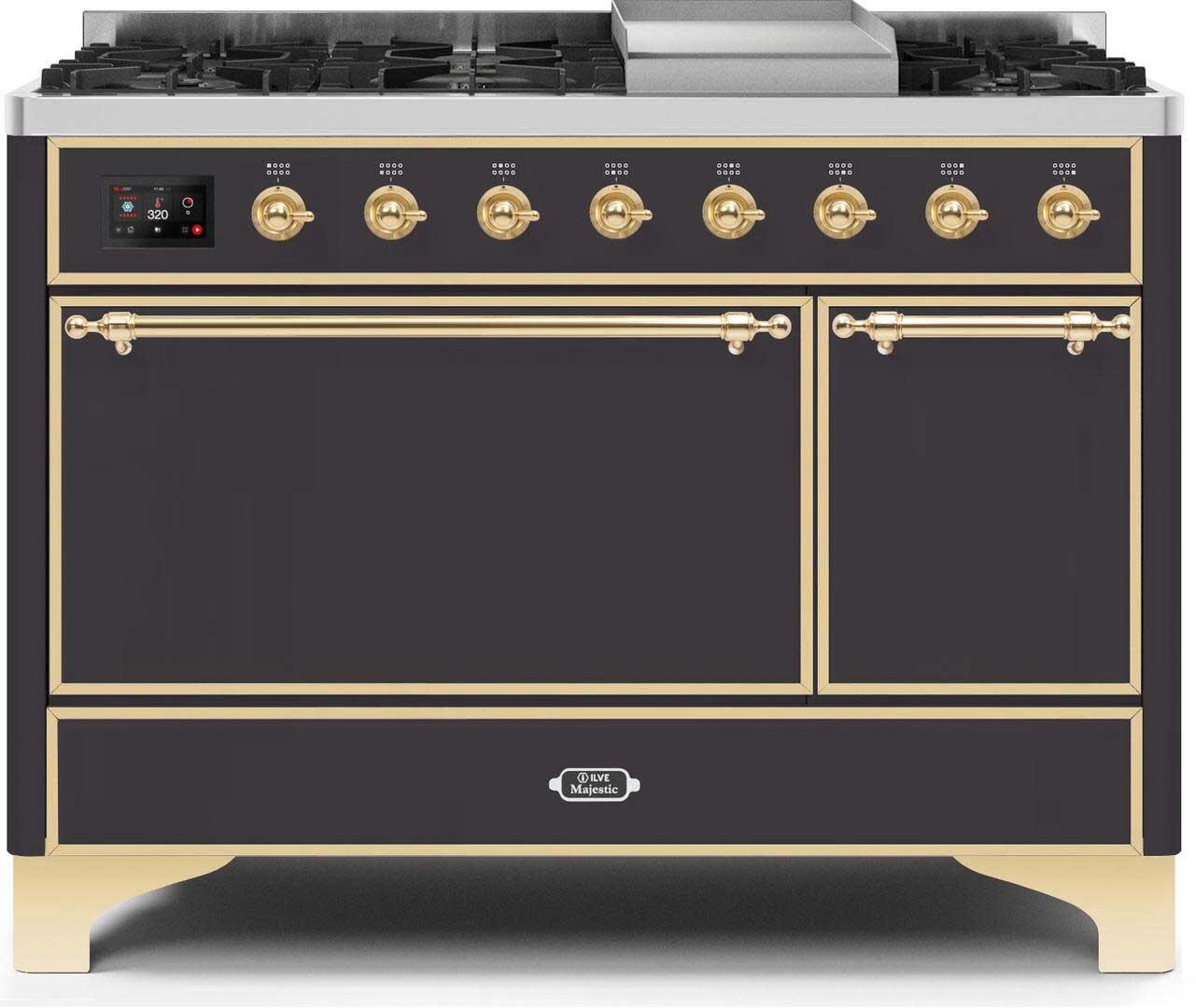 ILVE - 48" Magestic II Series Freestanding Dual Fuel Range - Griddle, Solid Door(s) - Warming Drawer - Liquid Propane ILVE - 48" Magestic II Series Freestanding Dual Fuel Range - Griddle, Solid Door(s) - Warming Drawer - Liquid Propane