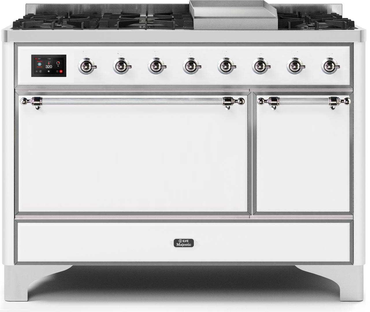 ILVE - 48" Magestic II Series Freestanding Dual Fuel Range - Griddle, Solid Door(s) - Warming Drawer - Liquid Propane ILVE - 48" Magestic II Series Freestanding Dual Fuel Range - Griddle, Solid Door(s) - Warming Drawer - Liquid Propane