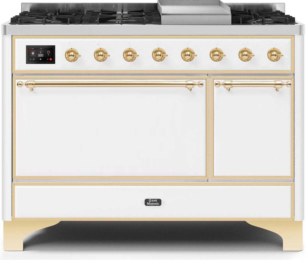 ILVE - 48" Magestic II Series Freestanding Dual Fuel Range - Griddle, Solid Door(s) - Warming Drawer - Liquid Propane ILVE - 48" Magestic II Series Freestanding Dual Fuel Range - Griddle, Solid Door(s) - Warming Drawer - Liquid Propane