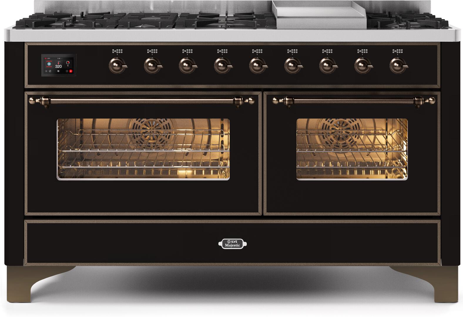 ILVE - 60" Magestic II Series Freestanding Dual Fuel Range - Griddle, Glass Door(s) - Warming Drawer - Liquid Propane ILVE - 60" Magestic II Series Freestanding Dual Fuel Range - Griddle, Glass Door(s) - Warming Drawer - Liquid Propane