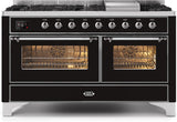 ILVE - 60" Magestic II Series Freestanding Dual Fuel Range - Griddle, Glass Door(s) - Warming Drawer - Liquid Propane ILVE - 60" Magestic II Series Freestanding Dual Fuel Range - Griddle, Glass Door(s) - Warming Drawer - Liquid Propane
