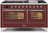 ILVE - 60" Magestic II Series Freestanding Dual Fuel Range - Griddle, Glass Door(s) - Warming Drawer - Liquid Propane ILVE - 60" Magestic II Series Freestanding Dual Fuel Range - Griddle, Glass Door(s) - Warming Drawer - Liquid Propane
