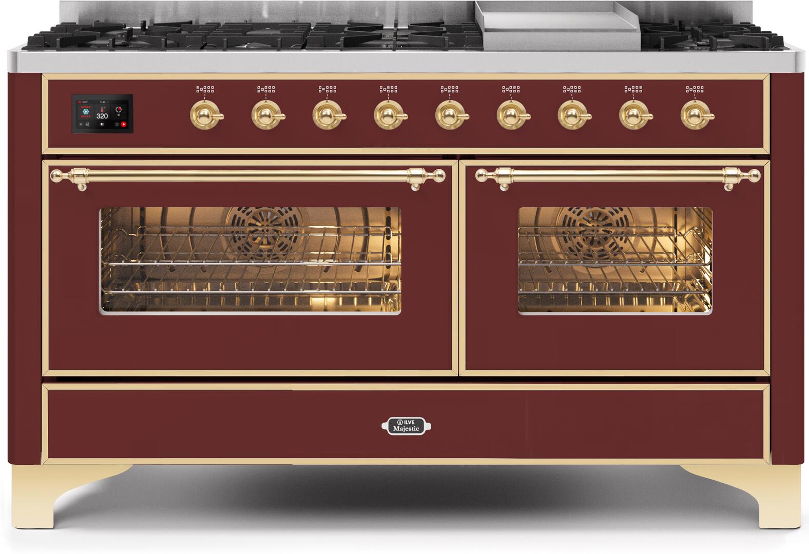 ILVE - 60" Magestic II Series Freestanding Dual Fuel Range - Griddle, Glass Door(s) - Warming Drawer - Liquid Propane ILVE - 60" Magestic II Series Freestanding Dual Fuel Range - Griddle, Glass Door(s) - Warming Drawer - Liquid Propane
