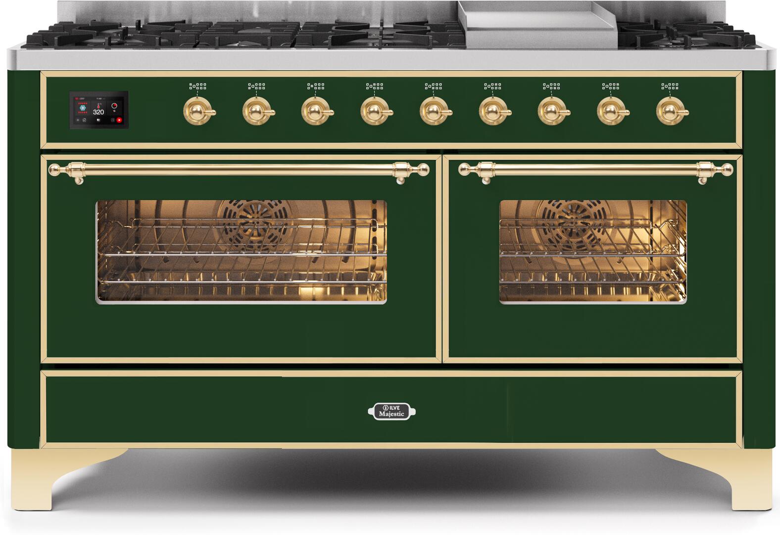 ILVE - 60" Magestic II Series Freestanding Dual Fuel Range - Griddle, Glass Door(s) - Warming Drawer - Liquid Propane ILVE - 60" Magestic II Series Freestanding Dual Fuel Range - Griddle, Glass Door(s) - Warming Drawer - Liquid Propane