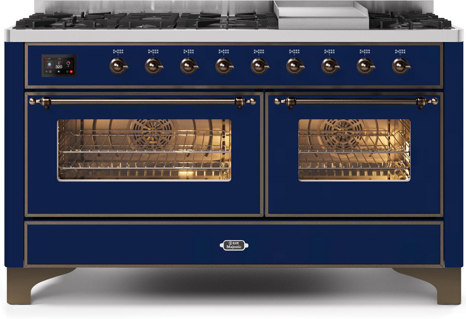 ILVE - 60" Magestic II Series Freestanding Dual Fuel Range - Griddle, Glass Door(s) - Warming Drawer - Liquid Propane ILVE - 60" Magestic II Series Freestanding Dual Fuel Range - Griddle, Glass Door(s) - Warming Drawer - Liquid Propane