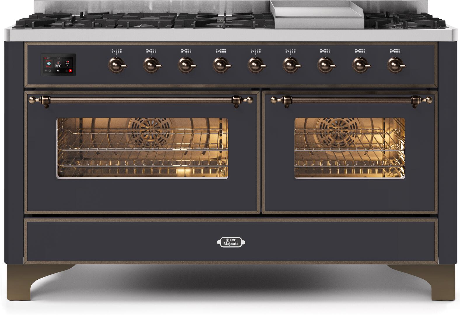 ILVE - 60" Magestic II Series Freestanding Dual Fuel Range - Griddle, Glass Door(s) - Warming Drawer - Liquid Propane ILVE - 60" Magestic II Series Freestanding Dual Fuel Range - Griddle, Glass Door(s) - Warming Drawer - Liquid Propane