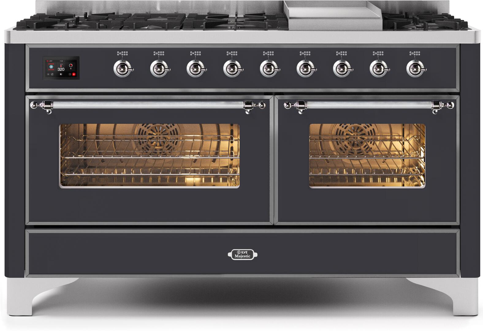 ILVE - 60" Magestic II Series Freestanding Dual Fuel Range - Griddle, Glass Door(s) - Warming Drawer - Liquid Propane ILVE - 60" Magestic II Series Freestanding Dual Fuel Range - Griddle, Glass Door(s) - Warming Drawer - Liquid Propane