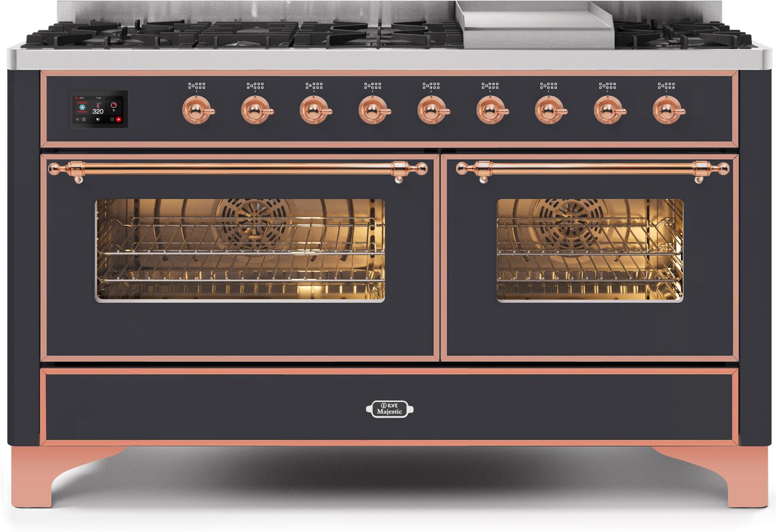 ILVE - 60" Magestic II Series Freestanding Dual Fuel Range - Griddle, Glass Door(s) - Warming Drawer - Liquid Propane ILVE - 60" Magestic II Series Freestanding Dual Fuel Range - Griddle, Glass Door(s) - Warming Drawer - Liquid Propane