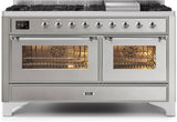 ILVE - 60" Magestic II Series Freestanding Dual Fuel Range - Griddle, Glass Door(s) - Warming Drawer - Liquid Propane ILVE - 60" Magestic II Series Freestanding Dual Fuel Range - Griddle, Glass Door(s) - Warming Drawer - Liquid Propane
