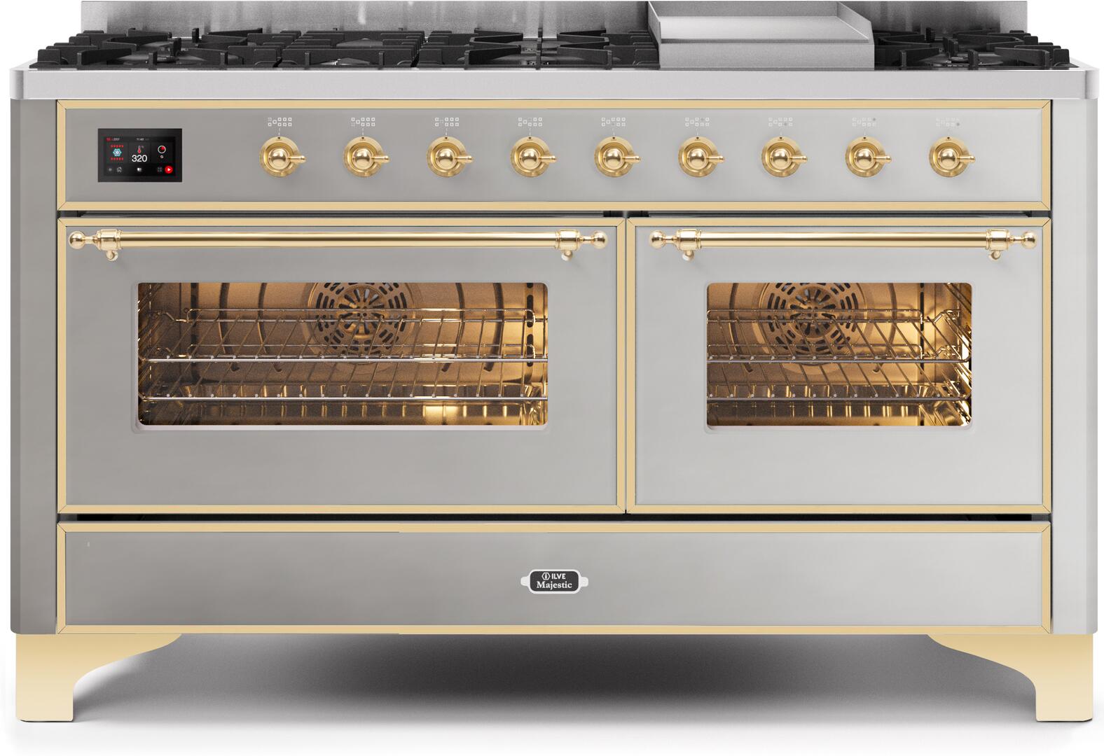 ILVE - 60" Magestic II Series Freestanding Dual Fuel Range - Griddle, Glass Door(s) - Warming Drawer - Liquid Propane ILVE - 60" Magestic II Series Freestanding Dual Fuel Range - Griddle, Glass Door(s) - Warming Drawer - Liquid Propane