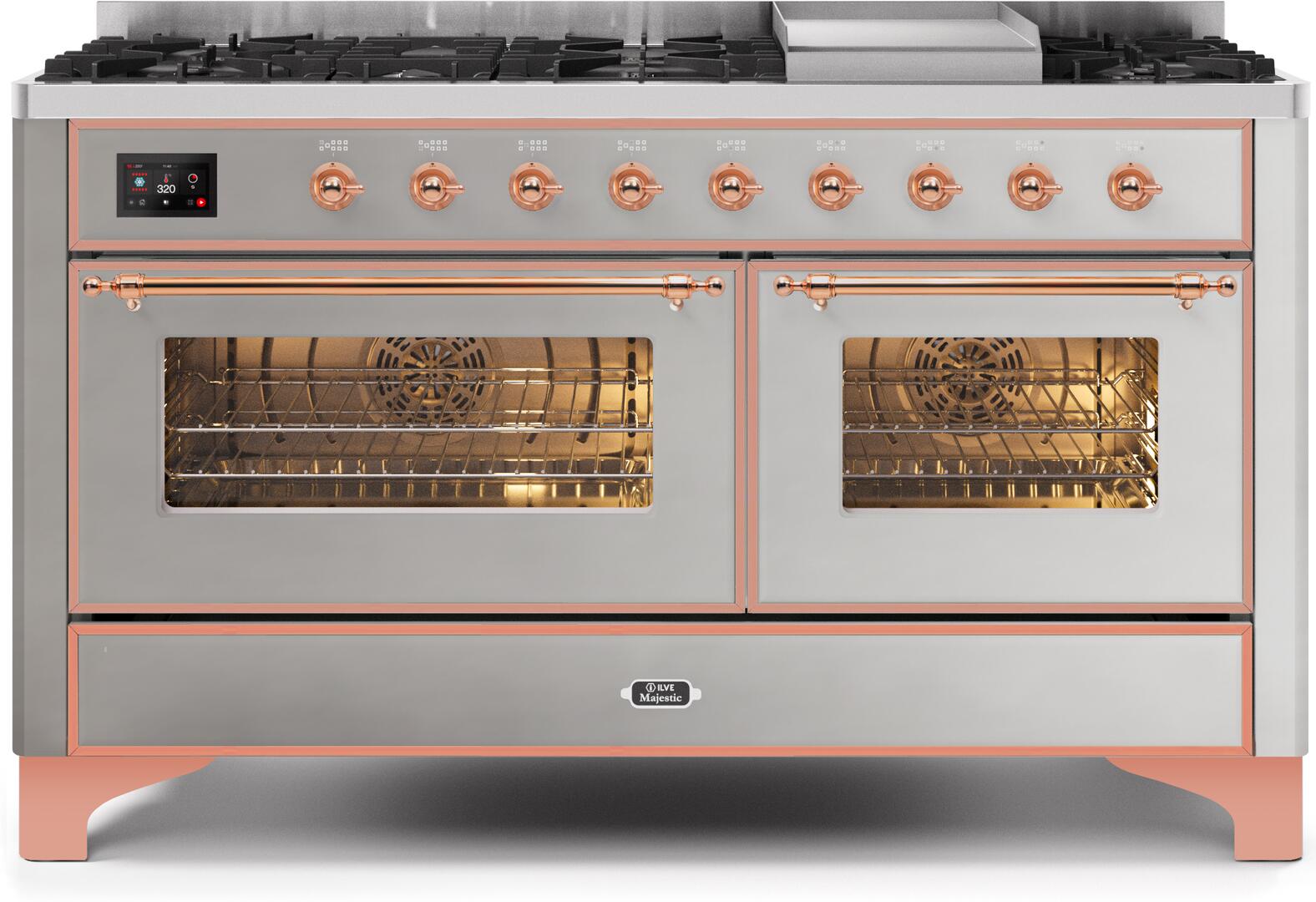ILVE - 60" Magestic II Series Freestanding Dual Fuel Range - Griddle, Glass Door(s) - Warming Drawer - Liquid Propane ILVE - 60" Magestic II Series Freestanding Dual Fuel Range - Griddle, Glass Door(s) - Warming Drawer - Liquid Propane