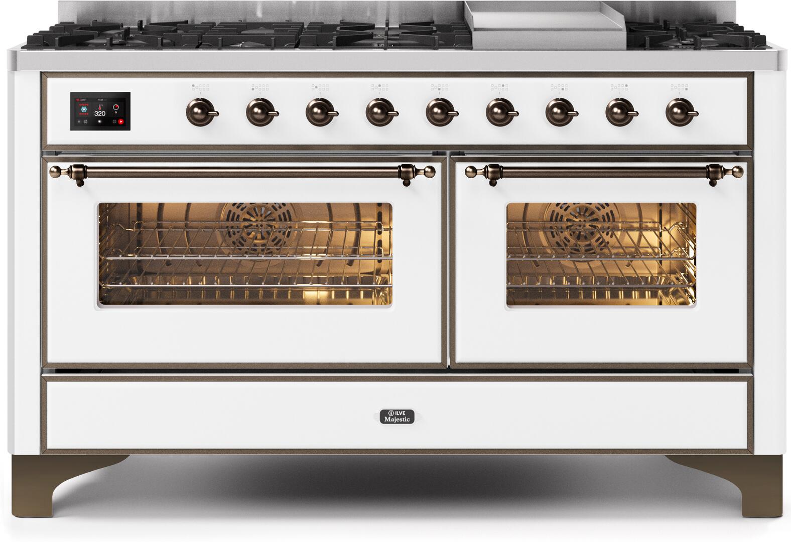 ILVE - 60" Magestic II Series Freestanding Dual Fuel Range - Griddle, Glass Door(s) - Warming Drawer - Liquid Propane ILVE - 60" Magestic II Series Freestanding Dual Fuel Range - Griddle, Glass Door(s) - Warming Drawer - Liquid Propane