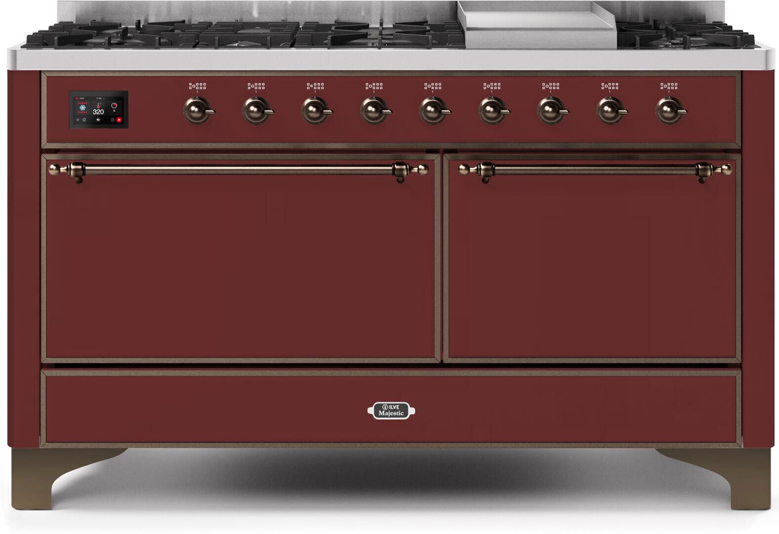 ILVE - 60" Magestic II Series Freestanding Dual Fuel Range - Griddle, Solid Door(s) - Warming Drawer - Liquid Propane ILVE - 60" Magestic II Series Freestanding Dual Fuel Range - Griddle, Solid Door(s) - Warming Drawer - Liquid Propane