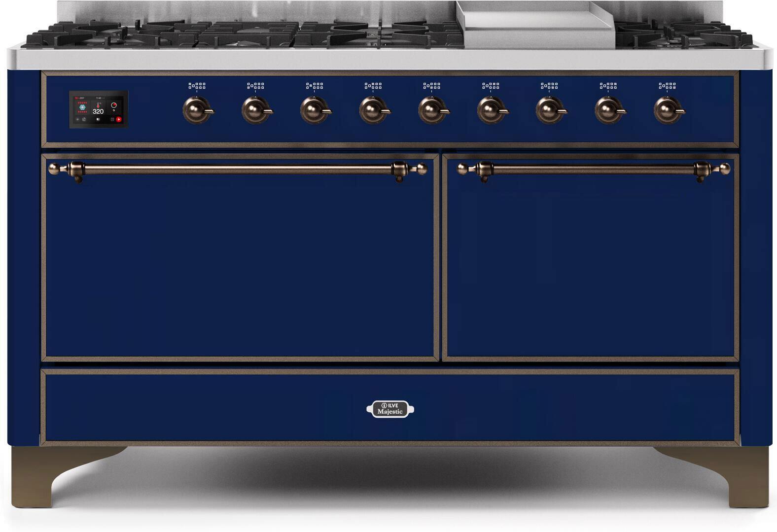 ILVE - 60" Magestic II Series Freestanding Dual Fuel Range - Griddle, Solid Door(s) - Warming Drawer - Liquid Propane ILVE - 60" Magestic II Series Freestanding Dual Fuel Range - Griddle, Solid Door(s) - Warming Drawer - Liquid Propane
