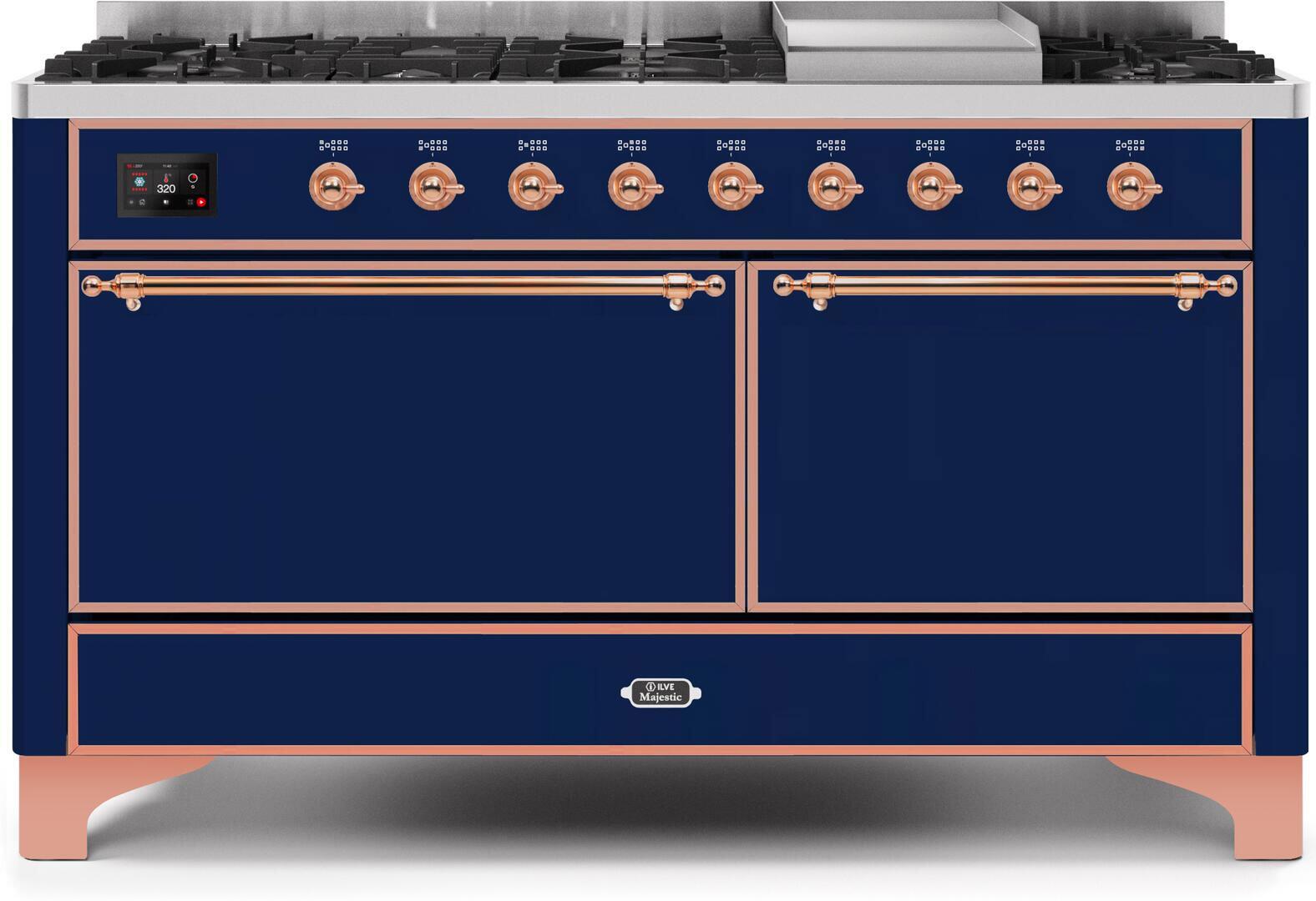 ILVE - 60" Magestic II Series Freestanding Dual Fuel Range - Griddle, Solid Door(s) - Warming Drawer - Liquid Propane ILVE - 60" Magestic II Series Freestanding Dual Fuel Range - Griddle, Solid Door(s) - Warming Drawer - Liquid Propane