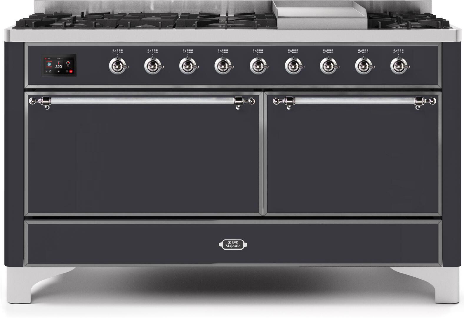 ILVE - 60" Magestic II Series Freestanding Dual Fuel Range - Griddle, Solid Door(s) - Warming Drawer - Liquid Propane ILVE - 60" Magestic II Series Freestanding Dual Fuel Range - Griddle, Solid Door(s) - Warming Drawer - Liquid Propane