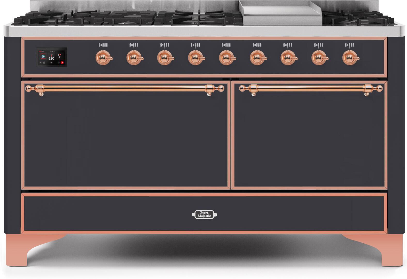 ILVE - 60" Magestic II Series Freestanding Dual Fuel Range - Griddle, Solid Door(s) - Warming Drawer - Liquid Propane ILVE - 60" Magestic II Series Freestanding Dual Fuel Range - Griddle, Solid Door(s) - Warming Drawer - Liquid Propane
