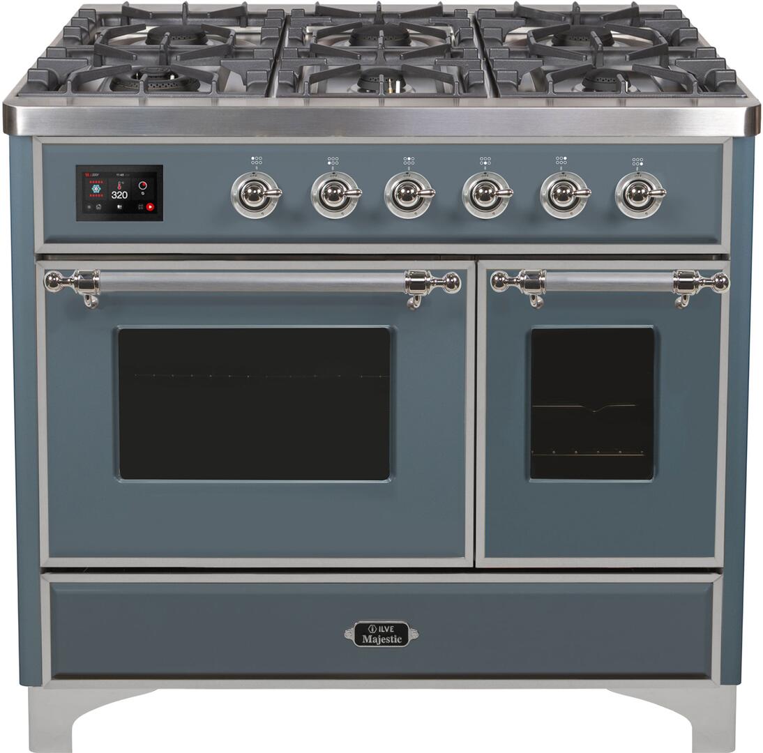ILVE - 40" Magestic II Series Freestanding Dual Fuel Range - Double Oven - Griddle, Glass Door(s) - Warming Drawer - Liquid Propane ILVE - 40" Magestic II Series Freestanding Dual Fuel Range - Double Oven - Griddle, Glass Door(s) - Warming Drawer - Liquid Propane