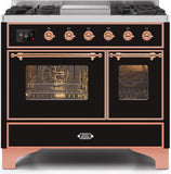ILVE - 40" Magestic II Series Freestanding Dual Fuel Range - Double Oven - Griddle, Glass Door(s) - Warming Drawer - Liquid Propane ILVE - 40" Magestic II Series Freestanding Dual Fuel Range - Double Oven - Griddle, Glass Door(s) - Warming Drawer - Liquid Propane