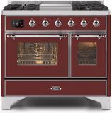ILVE - 40" Magestic II Series Freestanding Dual Fuel Range - Double Oven - Griddle, Glass Door(s) - Warming Drawer - Liquid Propane ILVE - 40" Magestic II Series Freestanding Dual Fuel Range - Double Oven - Griddle, Glass Door(s) - Warming Drawer - Liquid Propane