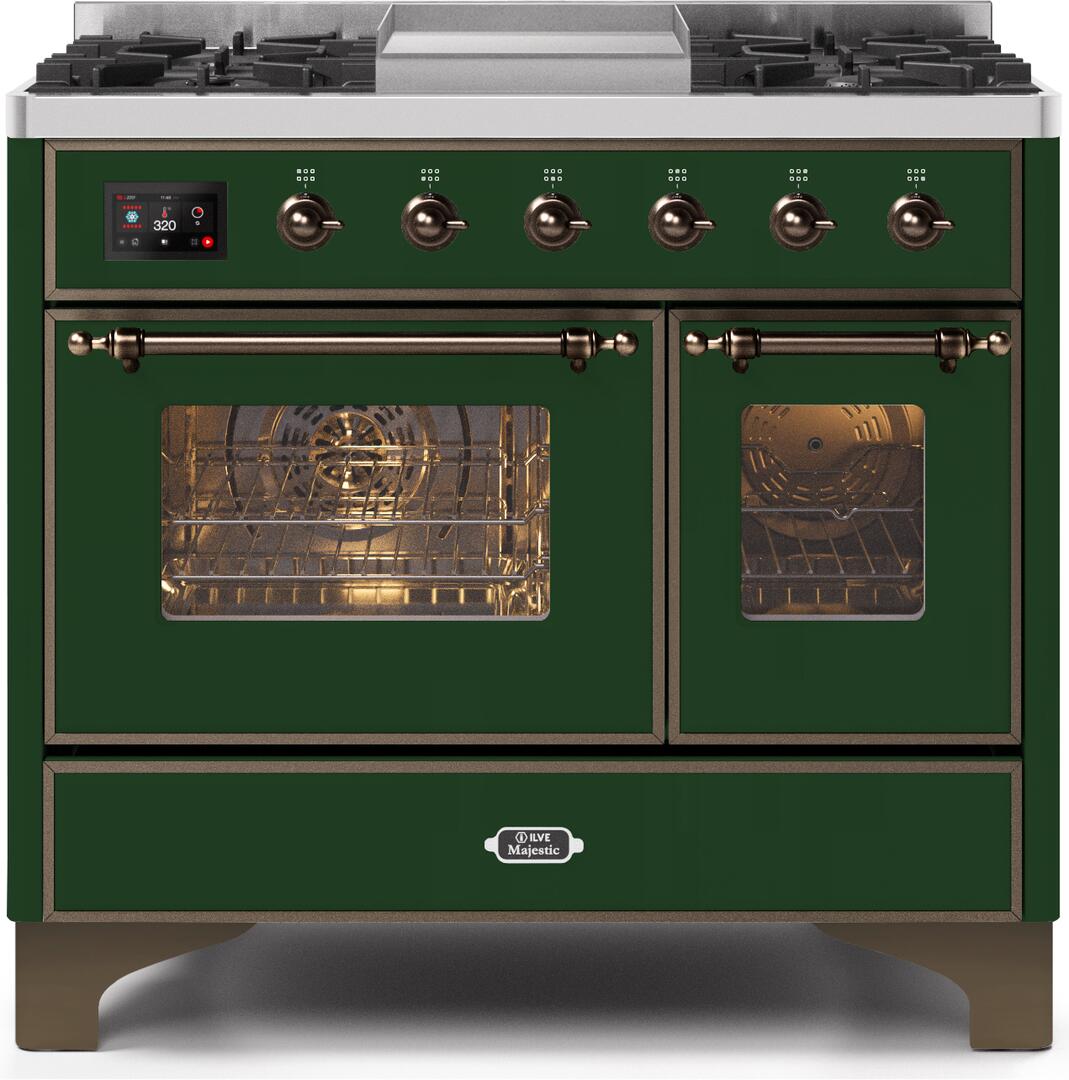ILVE - 40" Magestic II Series Freestanding Dual Fuel Range - Double Oven - Griddle, Glass Door(s) - Warming Drawer - Liquid Propane ILVE - 40" Magestic II Series Freestanding Dual Fuel Range - Double Oven - Griddle, Glass Door(s) - Warming Drawer - Liquid Propane