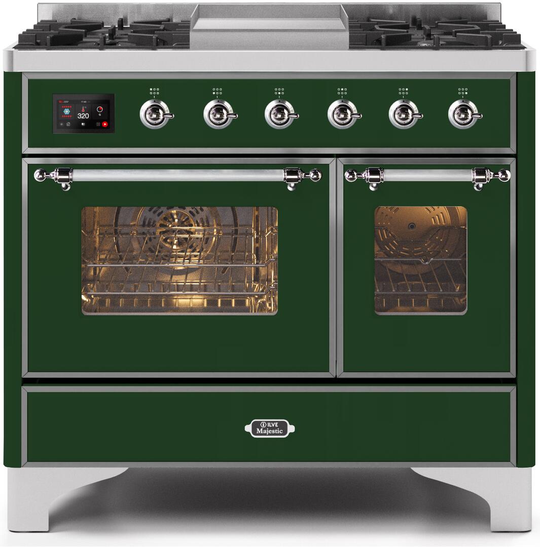 ILVE - 40" Magestic II Series Freestanding Dual Fuel Range - Double Oven - Griddle, Glass Door(s) - Warming Drawer - Liquid Propane ILVE - 40" Magestic II Series Freestanding Dual Fuel Range - Double Oven - Griddle, Glass Door(s) - Warming Drawer - Liquid Propane