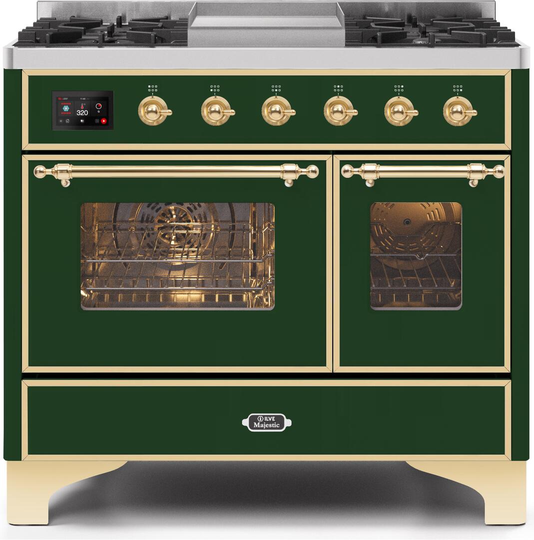 ILVE - 40" Magestic II Series Freestanding Dual Fuel Range - Double Oven - Griddle, Glass Door(s) - Warming Drawer - Liquid Propane ILVE - 40" Magestic II Series Freestanding Dual Fuel Range - Double Oven - Griddle, Glass Door(s) - Warming Drawer - Liquid Propane