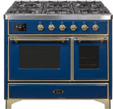 ILVE - 40" Magestic II Series Freestanding Dual Fuel Range - Double Oven - Griddle, Glass Door(s) - Warming Drawer - Liquid Propane ILVE - 40" Magestic II Series Freestanding Dual Fuel Range - Double Oven - Griddle, Glass Door(s) - Warming Drawer - Liquid Propane