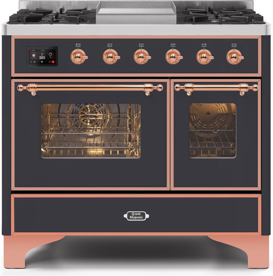 ILVE - 40" Magestic II Series Freestanding Dual Fuel Range - Double Oven - Griddle, Glass Door(s) - Warming Drawer - Liquid Propane ILVE - 40" Magestic II Series Freestanding Dual Fuel Range - Double Oven - Griddle, Glass Door(s) - Warming Drawer - Liquid Propane