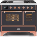 ILVE - 40" Magestic II Series Freestanding Dual Fuel Range - Double Oven - Griddle, Glass Door(s) - Warming Drawer - Liquid Propane ILVE - 40" Magestic II Series Freestanding Dual Fuel Range - Double Oven - Griddle, Glass Door(s) - Warming Drawer - Liquid Propane