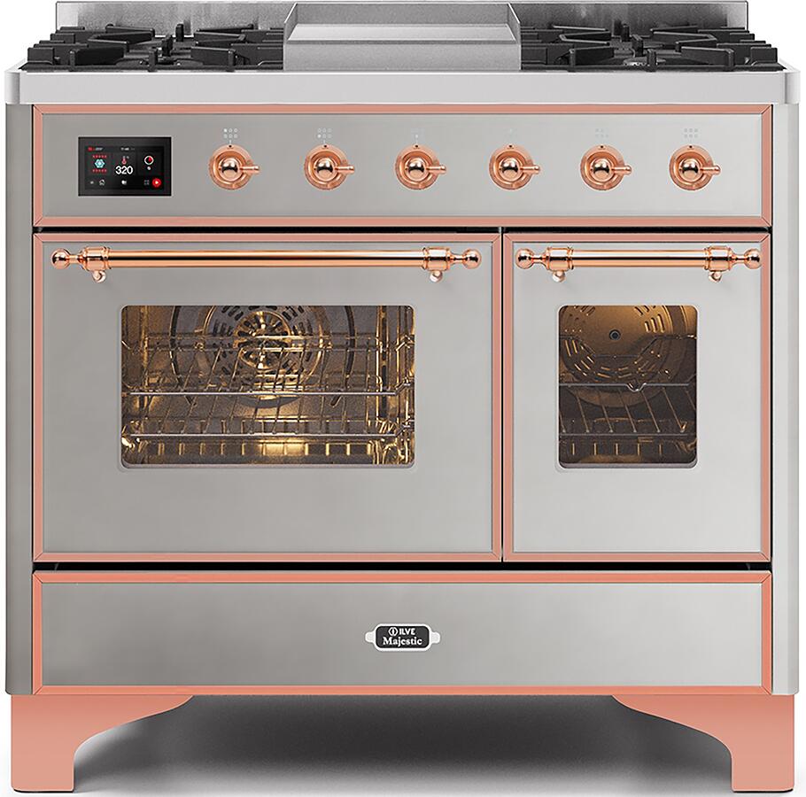ILVE - 40" Magestic II Series Freestanding Dual Fuel Range - Double Oven - Griddle, Glass Door(s) - Warming Drawer - Liquid Propane ILVE - 40" Magestic II Series Freestanding Dual Fuel Range - Double Oven - Griddle, Glass Door(s) - Warming Drawer - Liquid Propane