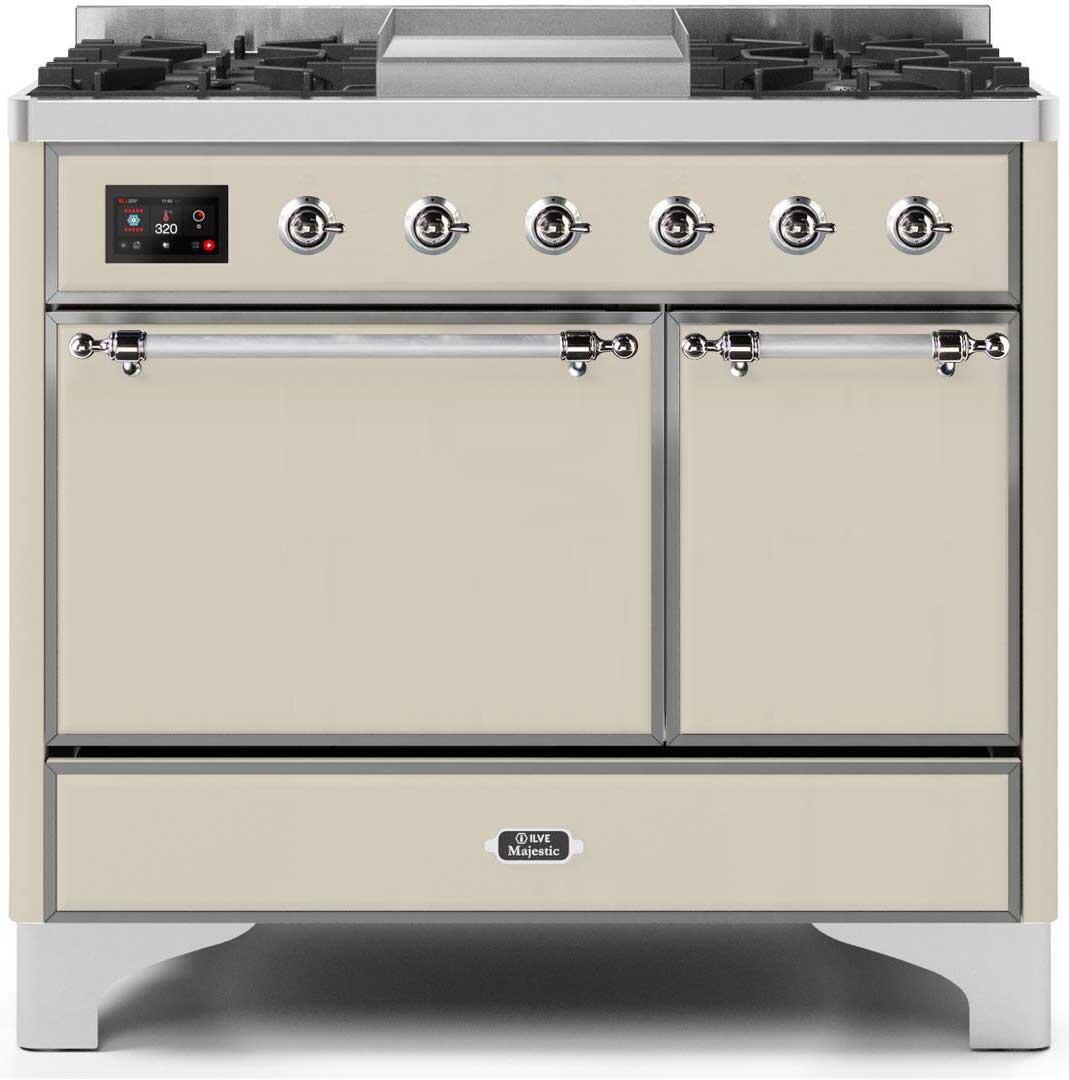ILVE - 40" Magestic II Series Freestanding Dual Fuel Range - Double Oven - Griddle, Solid Door(s) - Warming Drawer - Liquid Propane ILVE - 40" Magestic II Series Freestanding Dual Fuel Range - Double Oven - Griddle, Solid Door(s) - Warming Drawer - Liquid Propane